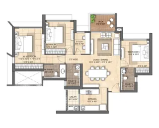 2.5 BHK Unit Plan of SKYI 5 Racecourse